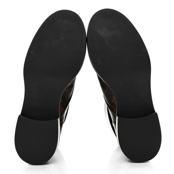 Louis Vuitton Calfskin Monogram Wonderland Flat Ranger Boots 39.5/8.5 Black New - Picture 6 of 11
